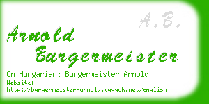 arnold burgermeister business card